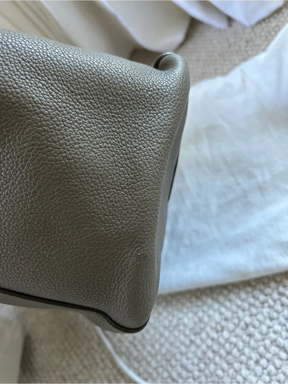 Celine Leather Small Cabas Phantom w/ Belt in Taupe